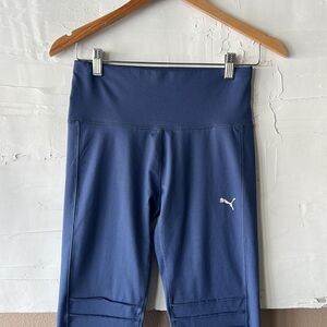 Puma Leggings Yoga Pants Women's Medium Elastic Waist Workout Gym Training Blue